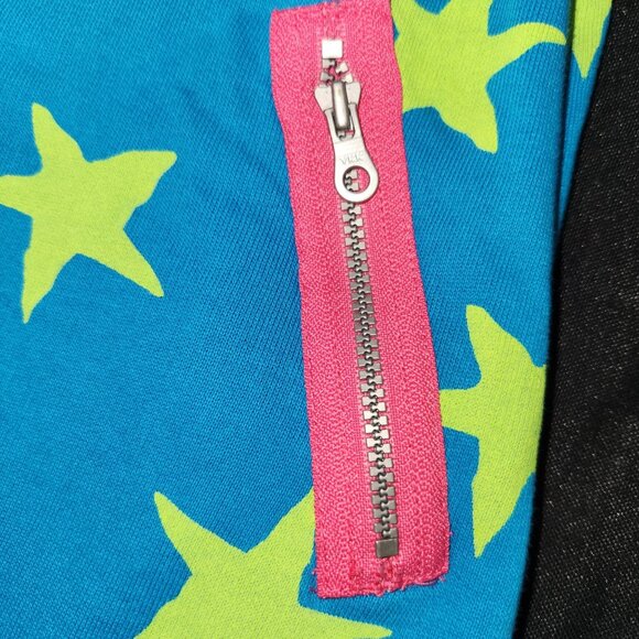 Hanna Andersson Girl 3T Teal Blue Lime Star Print Long Sleeve Pullover Dress - Picture 3 of 6